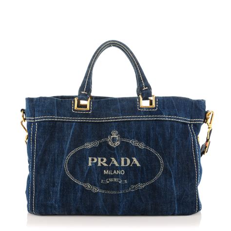 prada denim shopper|Prada denim tote.